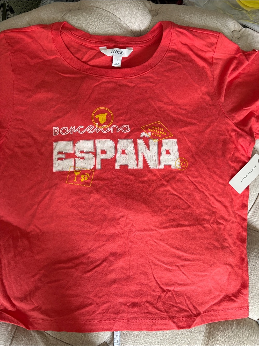 Maeve Anthropologie Red Barcelona España Graphic Tee